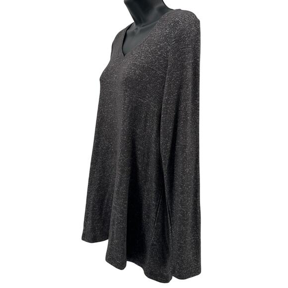 NZT Nic + Zoe Sweet Dreams Heathered Top WMNS S Gray V-Neck Pullover Long Sleeve - Picture 5 of 9